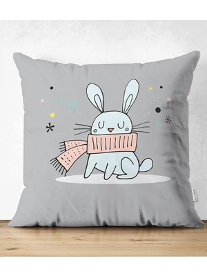 Rem Home Rengirenk Dekoratif Kırlent Kılıfı Gri 43 x 43 cm Salon Koltuk Kanepe Yastık Kılıfı