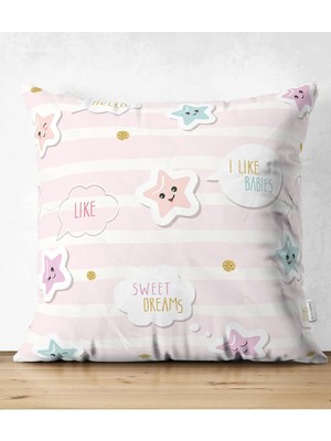Rem Home Rengirenk Dekoratif Kırlent Kılıfı 43 x 43 cm Salon Koltuk Kanepe Yastık Kılıfı