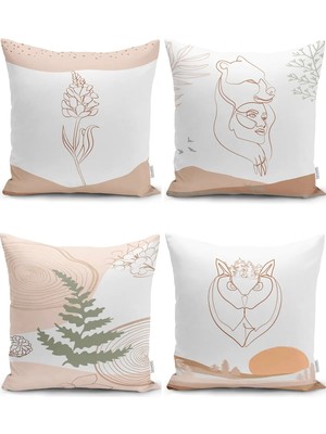 Rem Home Rengirenk Dekoratif Kırlent Kılıfı Modern 43 x 43 cm Salon Koltuk Kanepe Yastık Kılıfı