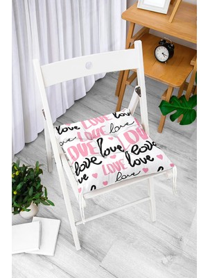 Rem Home Rengirenk Dekoratif Sandalye Minderi Beyaz Modern Bağcıklı 40 x 40 cm Mutfak Balkon Oturma Minderi