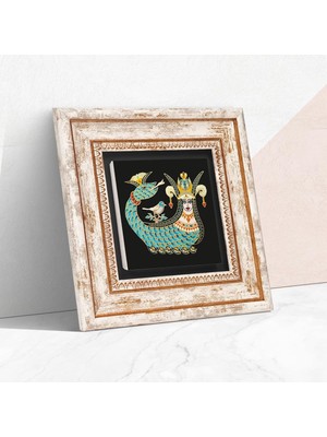 Pinecone Stone Şahmeran Taş Duvar Tablosu - Çerçeveli Taş Tablo - Dekoratif Duvar Sanatı - Mod
