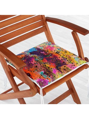 Rem Home Rengirenk Dekoratif Sandalye Minderi Sarı Modern 40 x 40 cm Mutfak Balkon Oturma Minderi