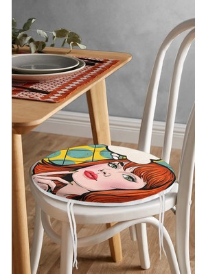 Rem Home Rengirenk Dekoratif Sandalye Minderi Yuvarlak 40 x 40 cm Mutfak Balkon Oturma Minderi