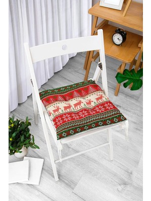 Rem Home Rengirenk Dekoratif Sandalye Minderi Beyaz 40 x 40 cm Mutfak Balkon Oturma Minderi