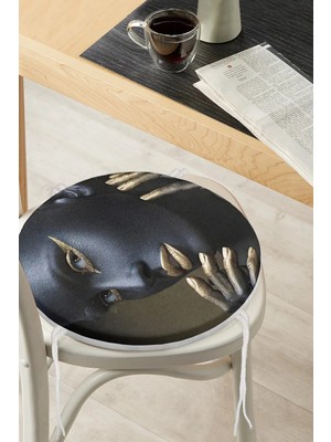 Rem Home Rengirenk Dekoratif Sandalye Minderi Sarı Yuvarlak 40 x 40 cm Mutfak Balkon Oturma Minderi