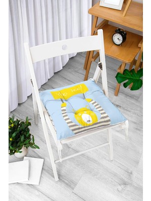 Rem Home Rengirenk Dekoratif Sandalye Minderi Beyaz Hayvan Bağcıklı 40 x 40 cm Mutfak Balkon Oturma Minderi