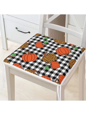 Rem Home Rengirenk Dekoratif Sandalye Minderi Beyaz Ekose 40 x 40 cm Mutfak Balkon Oturma Minderi