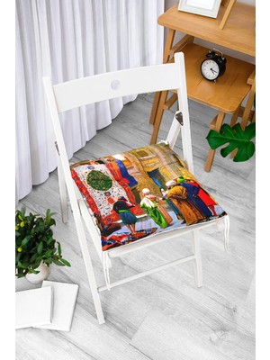 Rem Home Rengirenk Dekoratif Sandalye Minderi Beyaz 40 x 40 cm Mutfak Balkon Oturma Minderi