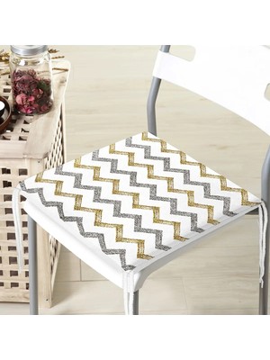 Rem Home Rengirenk Dekoratif Sandalye Minderi Beyaz Çizgili 40 x 40 cm Mutfak Balkon Oturma Minderi