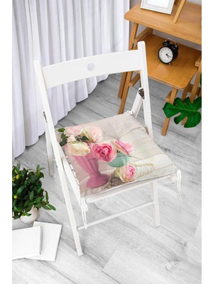 Rem Home Rengirenk Dekoratif Sandalye Minderi Beyaz 40 x 40 cm Mutfak Balkon Oturma Minderi