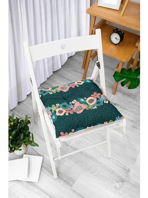 Rem Home Rengirenk Dekoratif Sandalye Minderi Beyaz Modern Bağcıklı 40 x 40 cm Mutfak Balkon Oturma Minderi