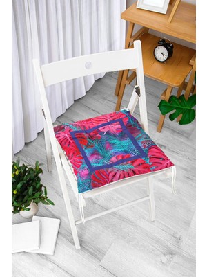 Rem Home Rengirenk Dekoratif Sandalye Minderi Beyaz Modern 40 x 40 cm Mutfak Balkon Oturma Minderi