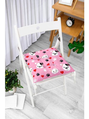 Rem Home Rengirenk Dekoratif Sandalye Minderi Beyaz Modern Bağcıklı 40 x 40 cm Mutfak Balkon Oturma Minderi