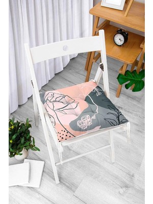 Rem Home Rengirenk Dekoratif Sandalye Minderi Beyaz Bohem Bağcıklı 40 x 40 cm Mutfak Balkon Oturma Minderi
