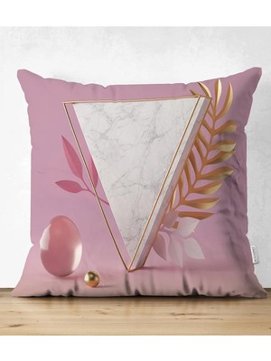 Rem Home Rengirenk Dekoratif Kırlent Kılıfı Pembe Modern 43 x 43 cm Salon Koltuk Kanepe Yastık Kılıfı