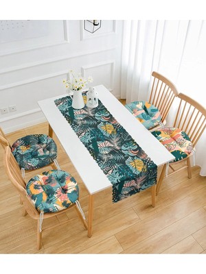 Rem Home Rengirenk Dekoratif Sandalye Minderi Yaprak Yuvarlak 45 x 140 cm Mutfak Balkon Oturma Minderi