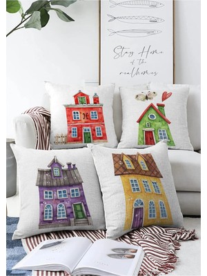Rem Home Rengirenk Dekoratif Kırlent Kılıfı Sarı Modern 43 x 43 cm Salon Koltuk Kanepe Yastık Kılıfı