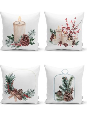 Rem Home Rengirenk Dekoratif Kırlent Kılıfı Beyaz Modern 43 x 43 cm Salon Koltuk Kanepe Yastık Kılıfı