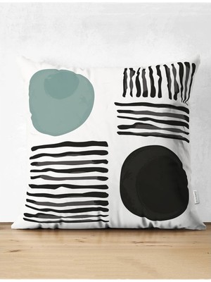 Rem Home Rengirenk Dekoratif Kırlent Kılıfı Soyut 43 x 43 cm Salon Koltuk Kanepe Yastık Kılıfı