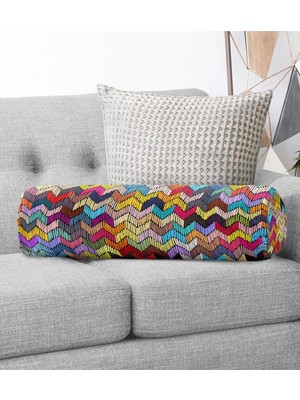 Rem Home Rengirenk Dekoratif Kırlent Kılıfı Geometrik 60 x 20 cm Salon Koltuk Kanepe Yastık Kılıfı