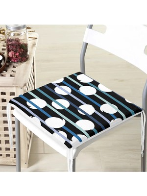 Rem Home Rengirenk Dekoratif Sandalye Minderi Beyaz Puantiye 40 x 40 cm Mutfak Balkon Oturma Minderi