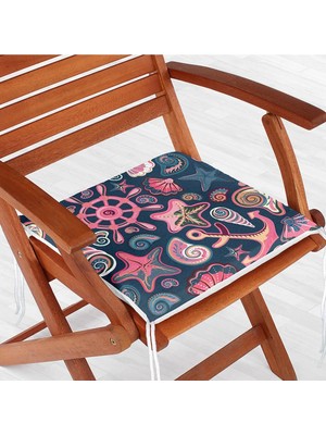 Rem Home Rengirenk Dekoratif Sandalye Minderi Lacivert Modern 40 x 40 cm Mutfak Balkon Oturma Minderi