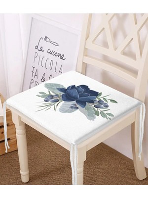 Rem Home Rengirenk Dekoratif Sandalye Minderi Mavi Modern 40 x 40 cm Mutfak Balkon Oturma Minderi