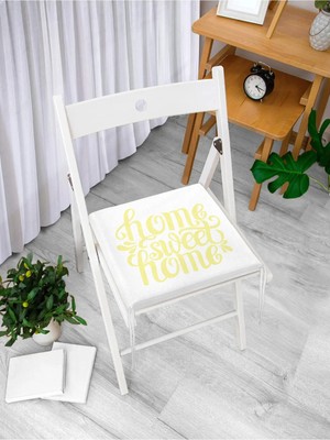 Rem Home Rengirenk Dekoratif Sandalye Minderi Sarı Modern 40 x 40 cm Mutfak Balkon Oturma Minderi