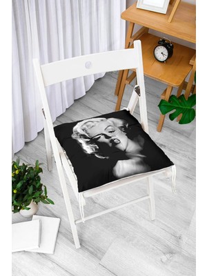 Rem Home Rengirenk Dekoratif Sandalye Minderi Beyaz Hayvan Bağcıklı 40 x 40 cm Mutfak Balkon Oturma Minderi