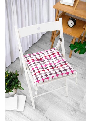 Rem Home Rengirenk Dekoratif Sandalye Minderi Beyaz Hayvan Bağcıklı 40 x 40 cm Mutfak Balkon Oturma Minderi