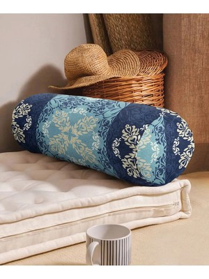 Rem Home Rengirenk Dekoratif Kırlent Kılıfı Mavi Etnik 60 x 20 cm Salon Koltuk Kanepe Yastık Kılıfı