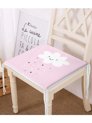 Rem Home Rengirenk Dekoratif Sandalye Minderi Pembe Modern 40 x 40 cm Mutfak Balkon Oturma Minderi