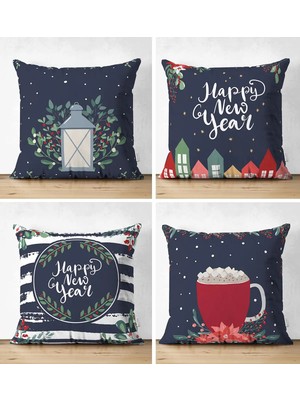 Rem Home Rengirenk Dekoratif Kırlent Kılıfı Lacivert 43 x 43 cm Salon Koltuk Kanepe Yastık Kılıfı