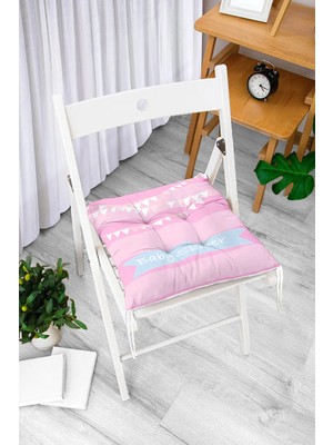 Rem Home Rengirenk Dekoratif Sandalye Minderi Beyaz Hayvan Bağcıklı 40 x 40 cm Mutfak Balkon Oturma Minderi