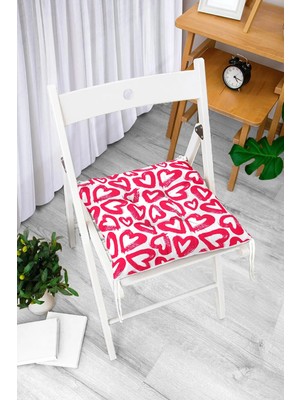 Rem Home Rengirenk Dekoratif Sandalye Minderi Beyaz Hayvan Bağcıklı 40 x 40 cm Mutfak Balkon Oturma Minderi