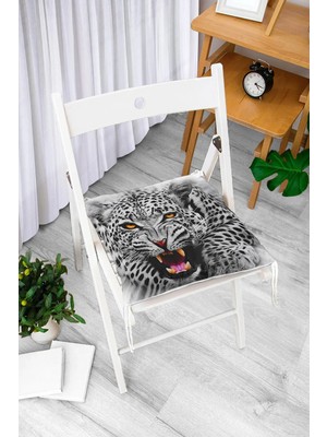 Rem Home Rengirenk Dekoratif Sandalye Minderi Beyaz Hayvan Kare Bağcıklı 40 x 40 cm Mutfak Balkon Oturma Minderi