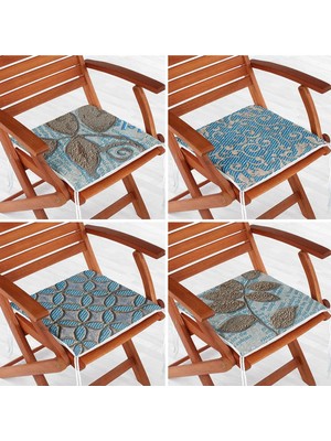 Rem Home Rengirenk Dekoratif Sandalye Minderi Mavi 40 x 40 cm Mutfak Balkon Oturma Minderi