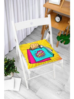 Rem Home Rengirenk Dekoratif Sandalye Minderi Beyaz Hayvan Bağcıklı 40 x 40 cm Mutfak Balkon Oturma Minderi