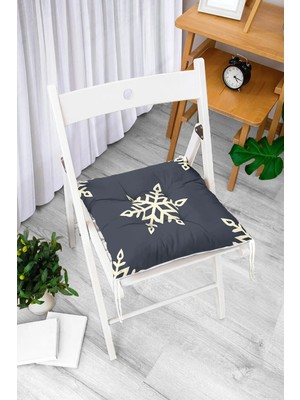 Rem Home Rengirenk Dekoratif Sandalye Minderi Beyaz Modern Bağcıklı 40 x 40 cm Mutfak Balkon Oturma Minderi