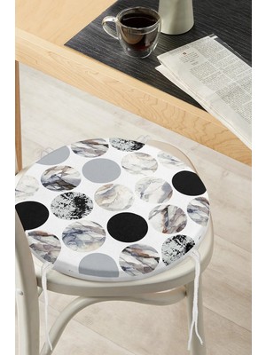 Rem Home Rengirenk Dekoratif Sandalye Minderi Modern Yuvarlak 40 x 40 cm Mutfak Balkon Oturma Minderi