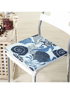 Rem Home Rengirenk Dekoratif Sandalye Minderi Mavi Modern 40 x 40 cm Mutfak Balkon Oturma Minderi