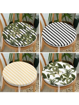 Rem Home Rengirenk Dekoratif Sandalye Minderi Sarı Yaprak Yuvarlak 40 x 40 cm Mutfak Balkon Oturma Minderi