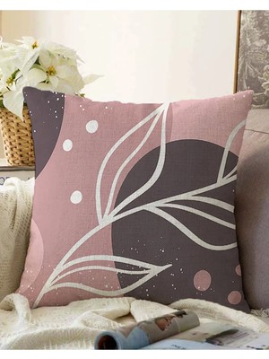 Rem Home Rengirenk Dekoratif Kırlent Kılıfı Beyaz Yaprak 43 x 43 cm Salon Koltuk Kanepe Yastık Kılıfı