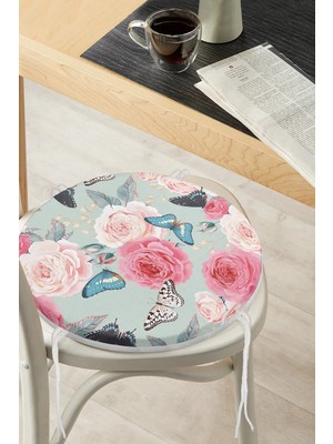 Rem Home Rengirenk Dekoratif Sandalye Minderi Yuvarlak 40 x 40 cm Mutfak Balkon Oturma Minderi