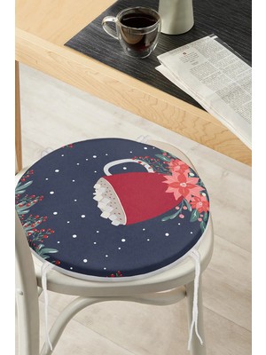 Rem Home Rengirenk Dekoratif Sandalye Minderi Kırmızı Modern Yuvarlak 40 x 40 cm Mutfak Balkon Oturma Minderi