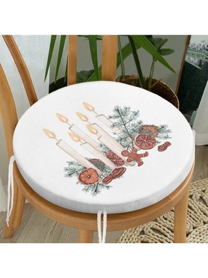 Rem Home Rengirenk Dekoratif Sandalye Minderi Sarı Yaprak Yuvarlak 40 x 40 cm Mutfak Balkon Oturma Minderi