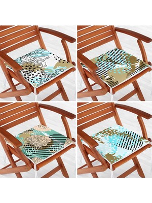 Rem Home Rengirenk Dekoratif Sandalye Minderi Beyaz Puantiye 40 x 40 cm Mutfak Balkon Oturma Minderi