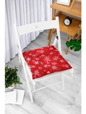 Rem Home Rengirenk Dekoratif Sandalye Minderi Beyaz Hayvan Kare Bağcıklı 40 x 40 cm Mutfak Balkon Oturma Minderi