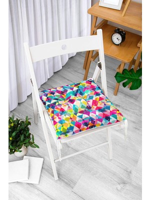 Rem Home Rengirenk Dekoratif Sandalye Minderi Beyaz Hayvan Bağcıklı 40 x 40 cm Mutfak Balkon Oturma Minderi