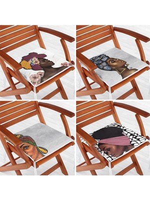 Rem Home Rengirenk Dekoratif Sandalye Minderi Siyah 40 x 40 cm Mutfak Balkon Oturma Minderi